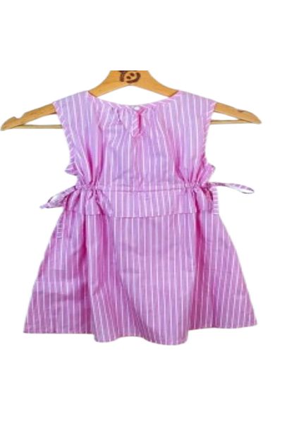 Çikoby Pink Sleeveless Striped Girl Dress