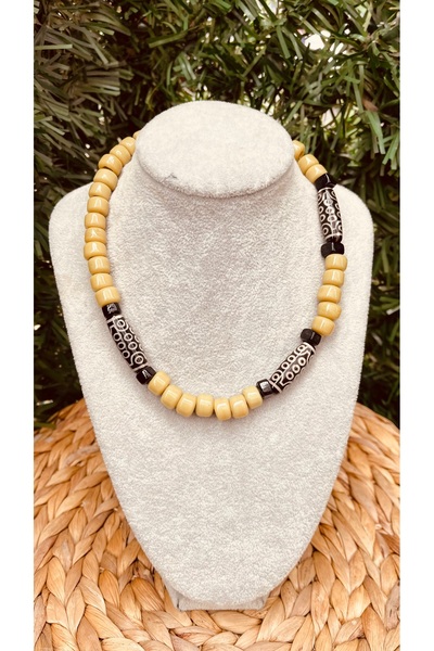 wanwa aksesuar قلادة من خرز الحجر الطبيعي من العقيق التبتي