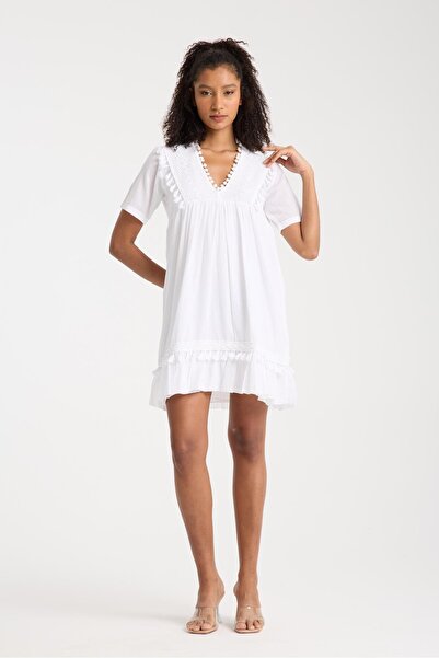 White By Nature Glitter Detailed Dress