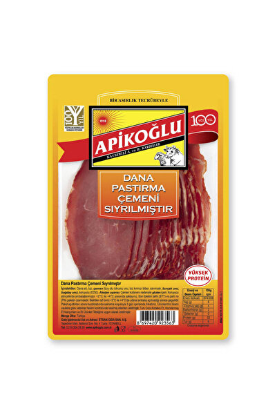 Apikoğlu Çemeni Sıyrılmış Dilimli Dana Kontrfile Pastırma 90 Gr. Üçlü Paket (TOPLAM 270 GR.)