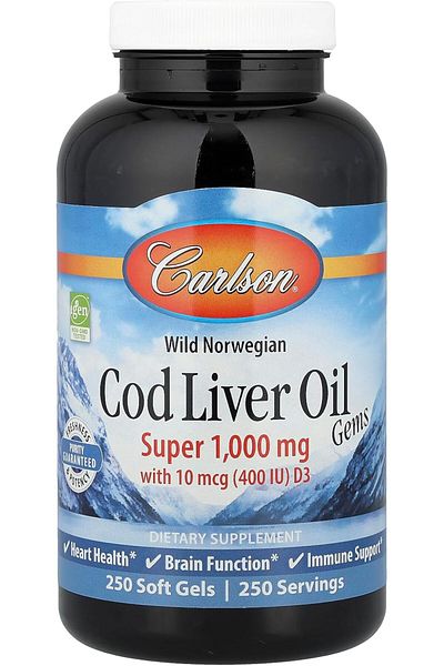 Carlson Norwegian Cod Liver Oil, 100 Softgels