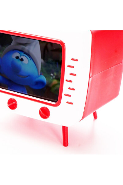 SandalyeDeposu Retro Tv Look Napkin Box, Phone Holder (Red)