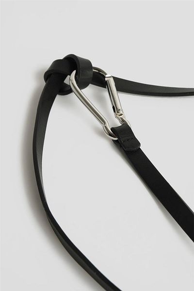 Armine Leather Rope Belt 25Yd008 Black