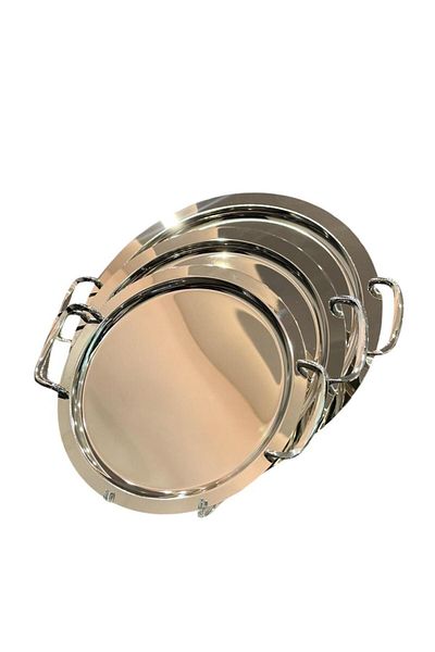 aljahwari 3piece Serving Tray Set Twotone Matte Nickel