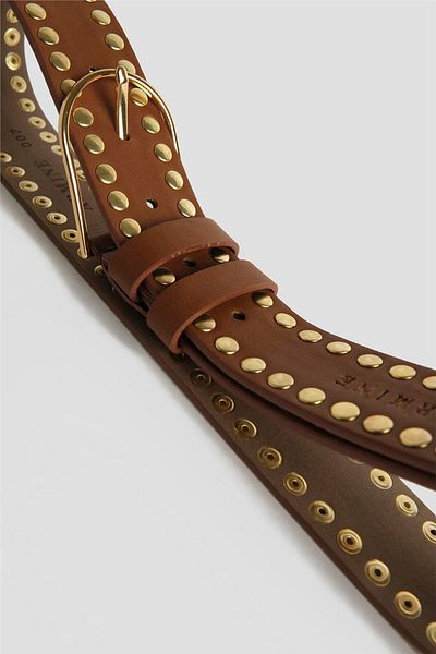 Armine Trok Detailed Leather Belt 25Yd007 Tan