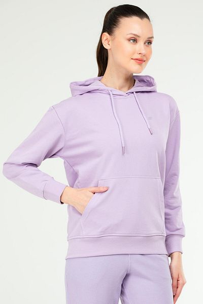 speedlife Lilac Oversize Basic Cotton Hooded Kangaroo Pocket Women's Sweatshirt Sc1242