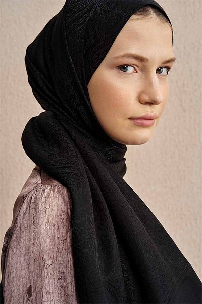 ED Scarf Double Sided Ethnic Pattern Shawl - Black