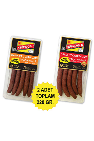 Apikoğlu Atıştırmalık Dana Et Çubukları 110 gr Ikili Paket Acılı Ve Sade