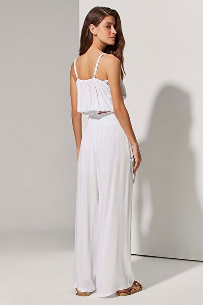 White By Nature Viscose White Women's Trousers