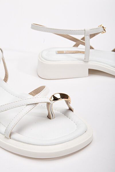 RİSSOLİ RİSSOLİ Γυναικεία Λευκόχρυσο Δαχτυλίδι Λεπτομερή καθημερινά σανδάλια