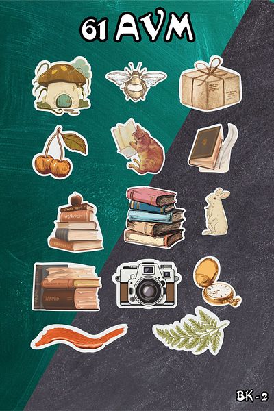 61 AVM Reading Themed Sticker Vintage Design Planner Daily Agenda Sticker