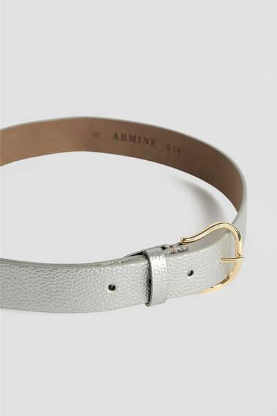Armine Shiny Leather Belt 25Yd014 Silver