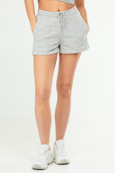 speedlife Gray Melange Basic Cotton High Waist Women's Shorts Se0152