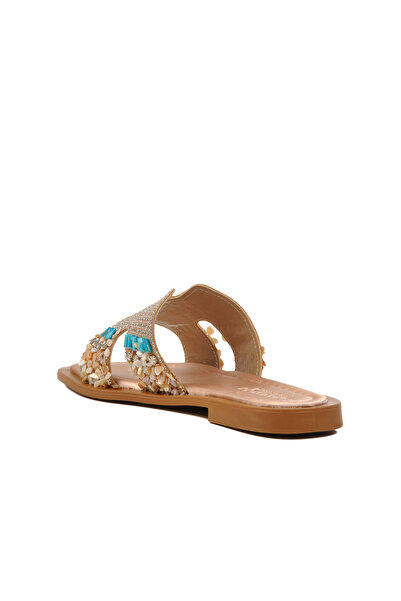 AYAKMOD Бежеві тапочки з обробкою з каменю, з тонкою підошвою, легкі, жіночі 246048 Z