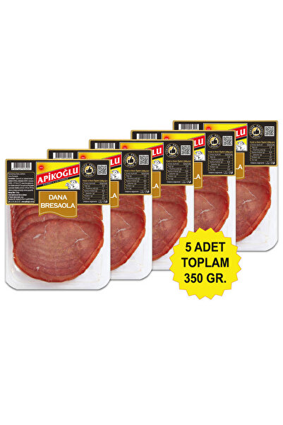 Apikoğlu Dilimli Italyan Lezzeti Dana Bresaola 70 Gr. Beşli Paket (TOPLAM 350 GR.)