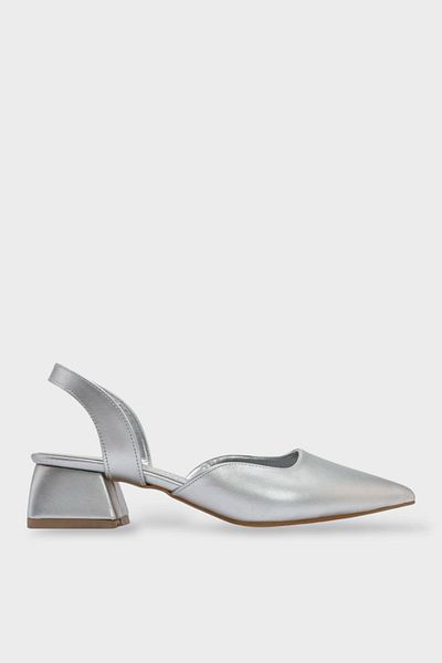 Liger Pantofi de damă cu toc scurt 4 cm ARGINTIU