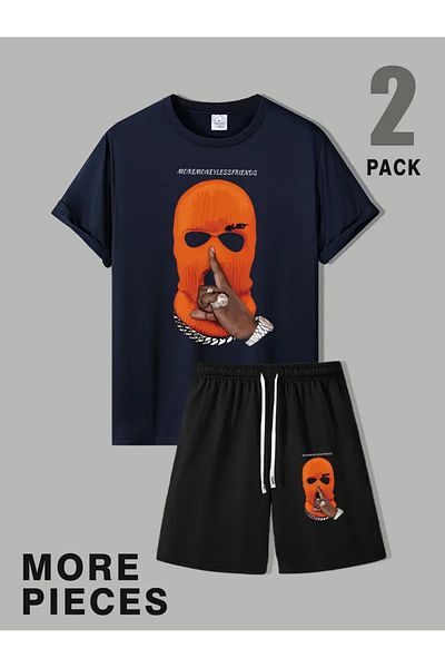 pandy Mai multe bani Imprimați pantaloni scurți Tricou Partea de jos - Set de top