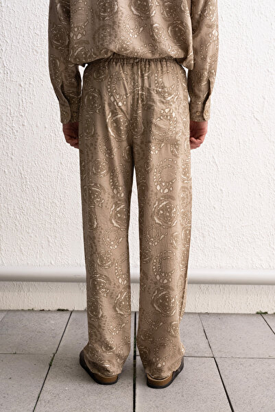 GIESTO Patterned Beige Trousers