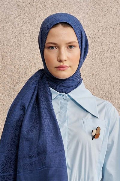 ED Scarf Σάλι διπλής όψης Ethnic Pattern - Navy Blue