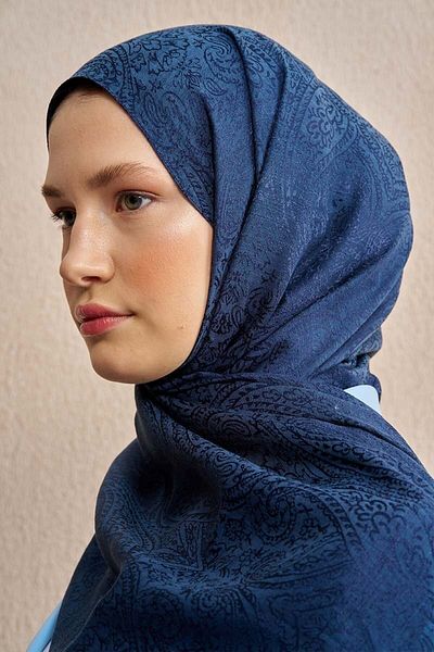 ED Scarf Σάλι διπλής όψης Ethnic Pattern - Navy Blue