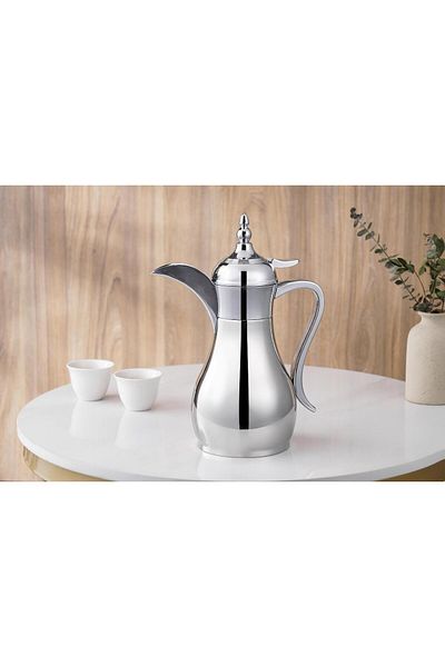 aljahwari Arabic Coffee Pot, 1000 Ml, Silver Color