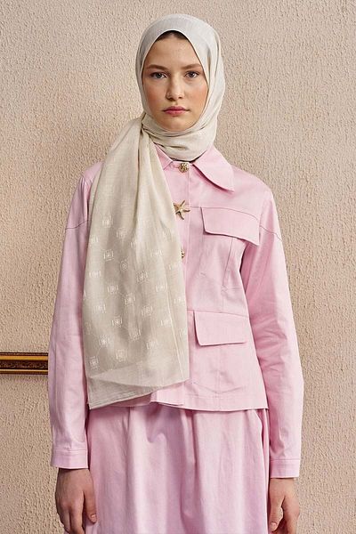 ED Scarf Double Sided Logo Pattern Shawl - Off White
