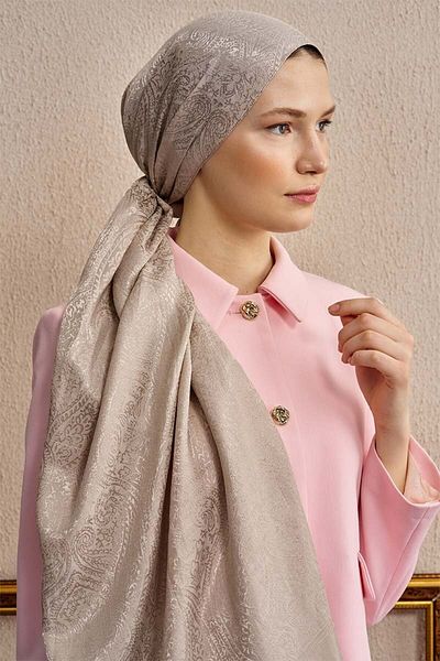 ED Scarf Μπεζ έθνικ σχέδιο διπλής όψης σάλι