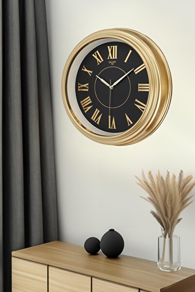 Aypaş - Galaxy Krem Kasa Gold Çerçeve Roma Rakamlı Duvar Saati 45 cm