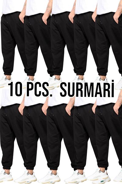 SURMARİ 10 τεμ. Unisex κανονικό μαύρο φούτερ με ελαστικά πόδια