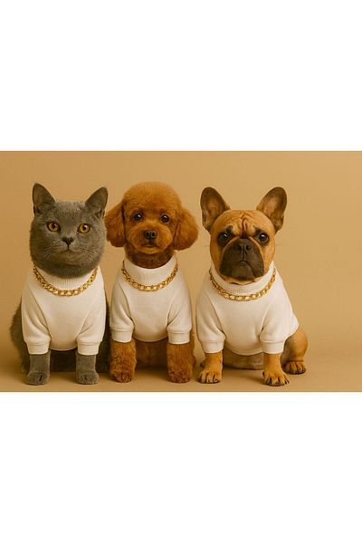 Barneystore Cat Dog Fleece Inside Necklace Sweat