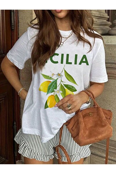 Bengi Clothing تي شيرت مطبوع بأكمام قصيرة وقصة كبيرة الحجم