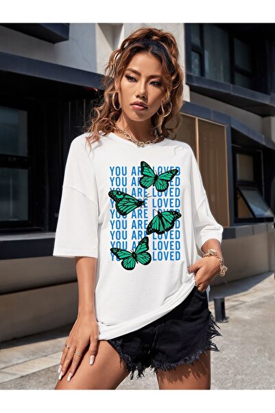 Bengi Clothing تي شيرت مطبوع بأكمام قصيرة وقصة كبيرة الحجم