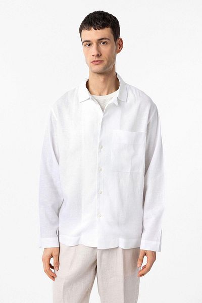 Antioch White Linen Blended Relax Fit Men's Shirt