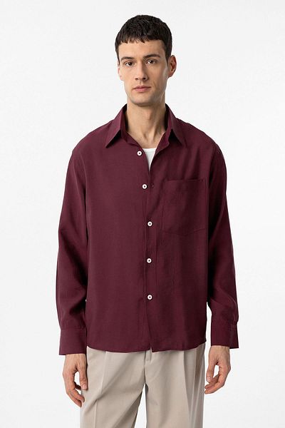 Antioch Burgundy Modal Fabric Relax Fit Men's Shirt