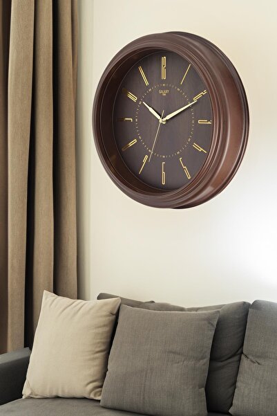 Aypaş - Galaxy Kahve Kasa Kahve Çerçeve Duvar Saati 45 cm