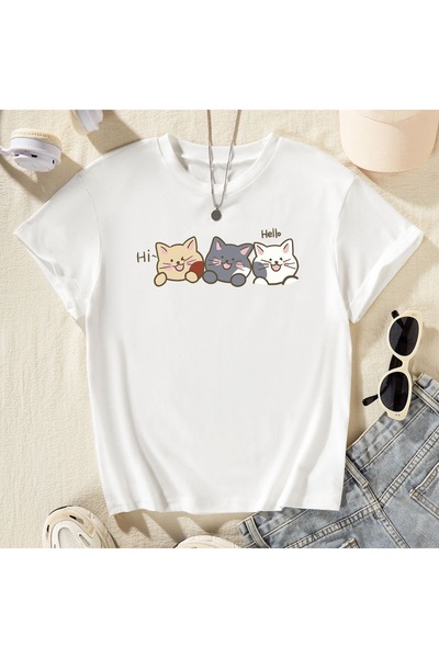 Bengi Clothing تي شيرت مطبوع بأكمام قصيرة وقصة كبيرة الحجم