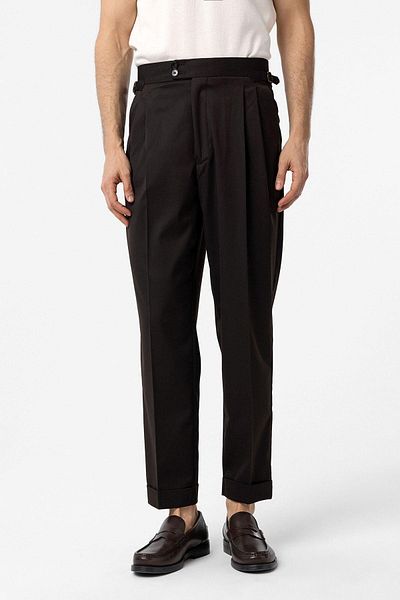Antioch Coffee High Waist Italian Mold Pleated Men's Pants