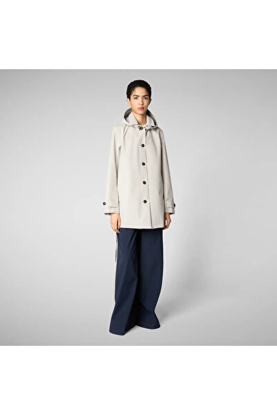 SAVE THE DUCK April Kadın Kapüşonlu Trençkot, Su Geçimez, Regular Fit, Bej