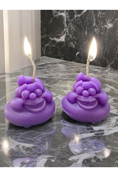 AresMumAtölyesi ESPRİLİ 2 ADET ÇİÇEK KOKULU GÜLEN BOK ŞEKLİNDE MUM
