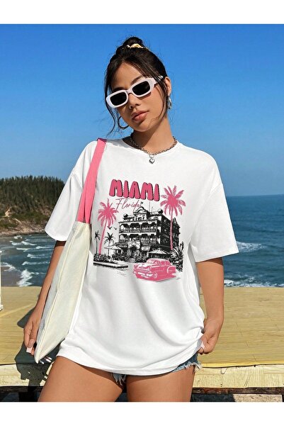 Jose Clothing Tricou imprimat cu mânecă scurtă cu croială supradimensionată