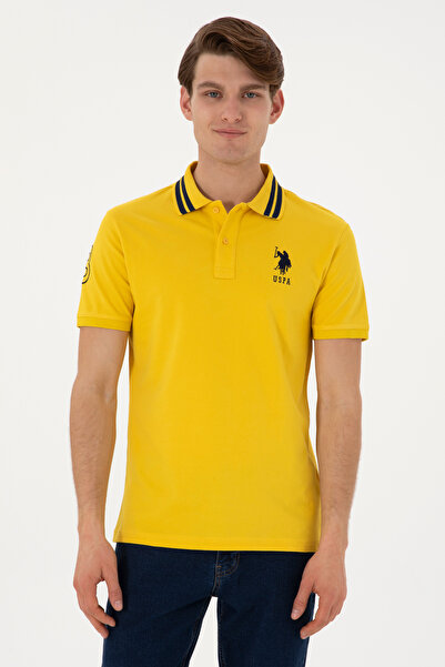 U.S. Polo Assn. Men's Slim Fit Polo Neck Yellow Basic T-Shirt 50298010-Vr094