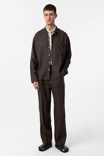 Antioch Brown Linen Blended Relax Fit Men's Shirt