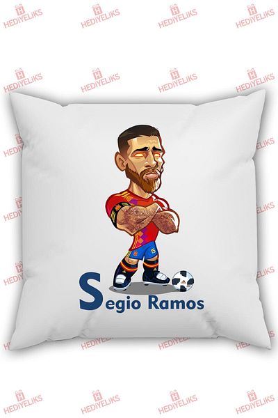 HEDİYELİKS Football Themed Gift Pillow with Segio Ramos Figure