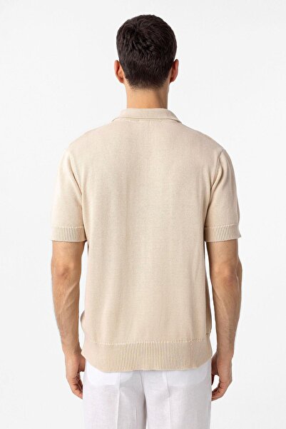 Antioch Stone 100% Cotton Polo Neck Knitwear T-Shirt