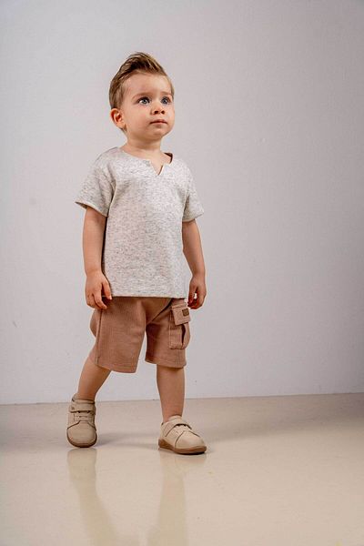 bombe Baby Kids Brown Cotton Shorts Comfortable Set Trend Fashion Girl-Boy Baby Kids Bottom Top Set