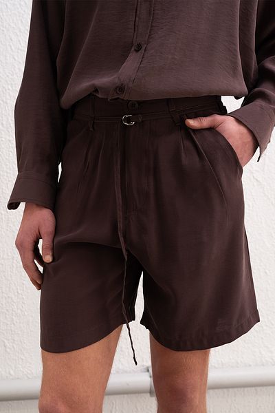 GIESTO PANTALONI SCURT MARO DETALIAȚI CU CUREA