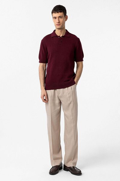 Antioch Burgundy 100% Cotton Polo Neck Knitwear T-Shirt