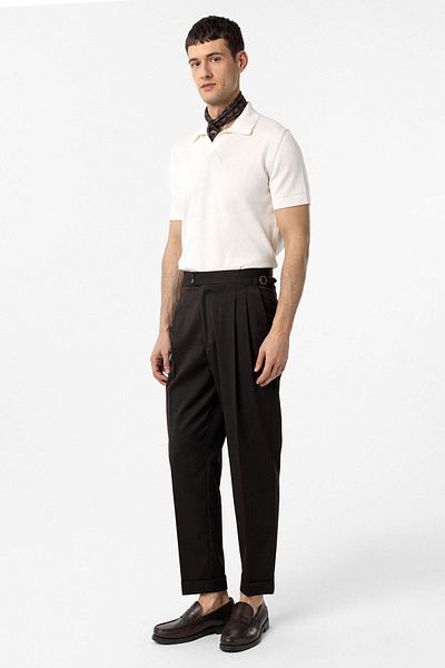 Antioch Coffee High Waist Italian Mold Pleated Men's Pants