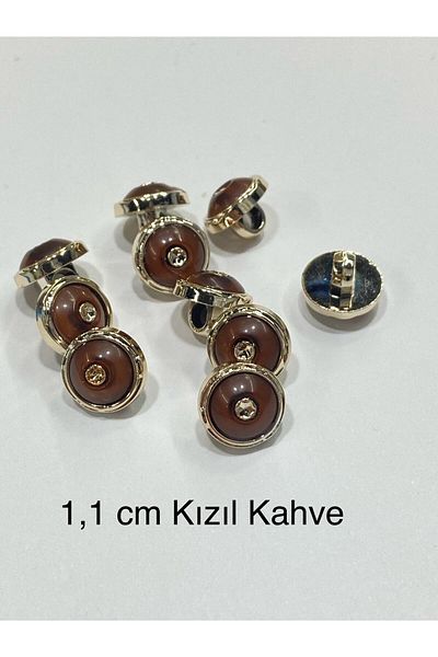 karantuhafiye Metallized (Plastic) Button Set 10 Pieces Red Brown / Blouse / 02734 /02734
