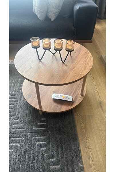 Fahrettin Küçük LİLİ ORTA SEHPA Iskandinav Stil, Bohem, 60 Cm çap - Çam